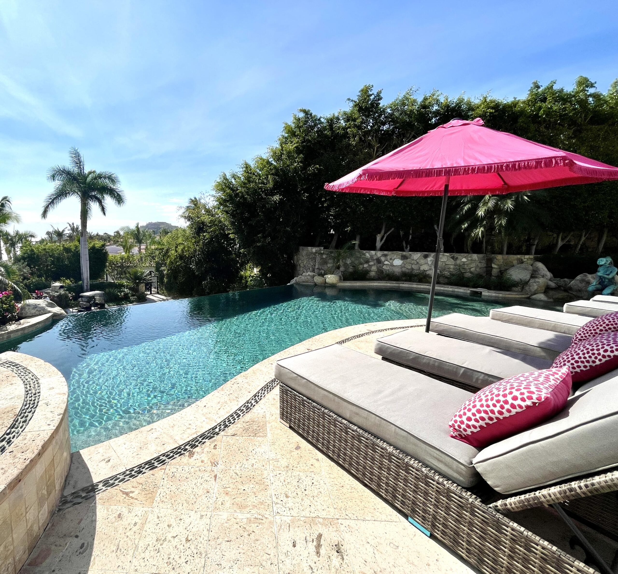 Los Cabos Luxury Las Tunas The Nacuii Residence is a refined luxury home crafted to exceed the expectations of even the most discerning buyer. Nestled on a generous and private 3,000 m² lot (0.73 acres), it's just a short, effortless stroll to the untouched, sandy shores of Las Tunas — perfect for enjoying the serene coastal landscape and dramatic sunsets. The home offers a thoughtful layout with 3 spacious bedrooms, a separate studio, a cozy TV lounge, and 6 full bathrooms, including two principal suites, a guest room, a detached studio, and a dedicated media or family room. Expansive sliding glass doors invite natural light throughout the interiors while showcasing tranquil garden for sale