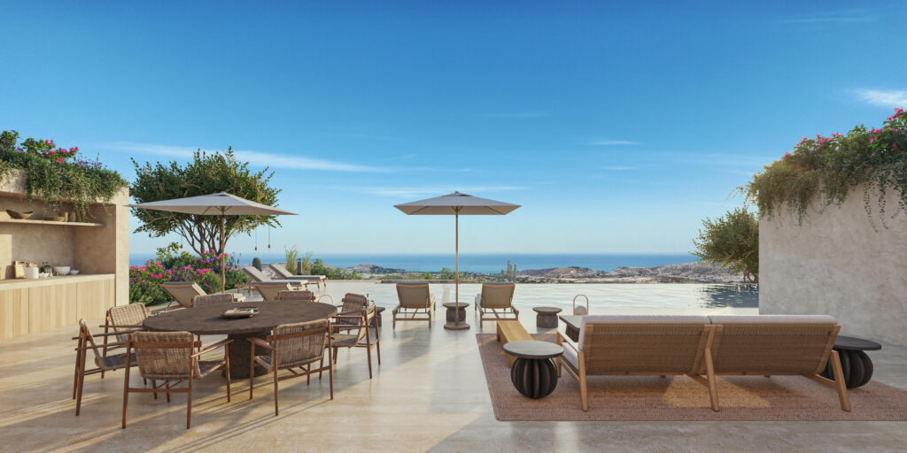 Los Cabos Luxury Cabo Colorado Architectural Elegance & Split-Wing Layout.This home is a triumph of modern architecture, beautifully finished with gorgeous marble floors throughout and premium granite countertops.A Grand Welcome: A generously sized entry foyer warmly ushers you into the home, setting a tone of spacious elegance from the very moment you arrive.Open-Concept Living: The main living room features dramatic vaulted ceilings, creating a grand, airy atmosphere. Sliding doors in both the living and dining room offer a seamless transition to the pool and outdoor deck while framing spectacular ocean – L12 M337 Desnudos Camino del Sol Y, Cabo San Lucas, BS